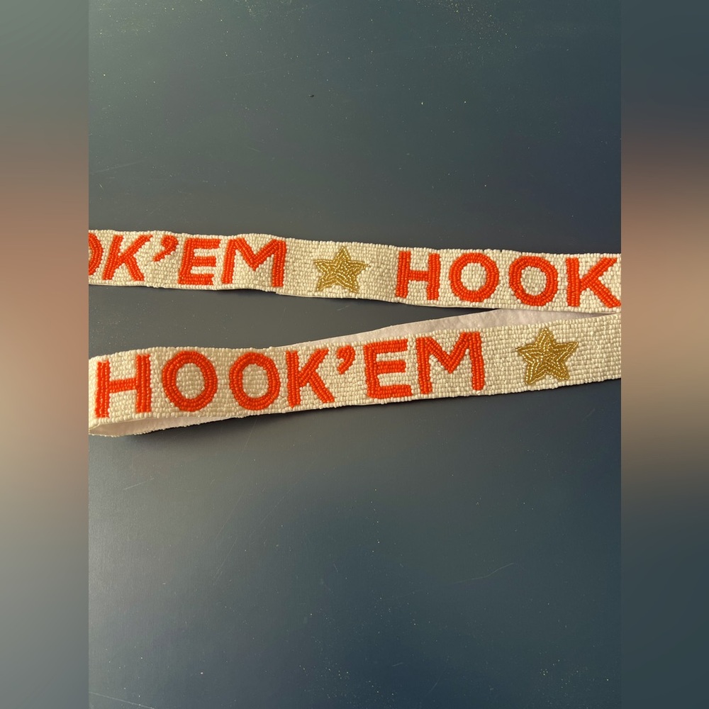 University of Texas Longhorns purse strap New hook em star beaded game day clear